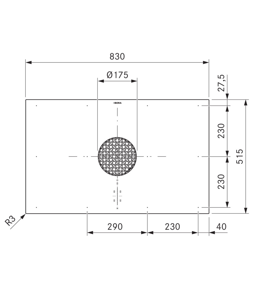 Сплошная индукционная варочная панель BORA X Pure 2 со встроенной вытяжкой / рециркуляцией воздуха. 