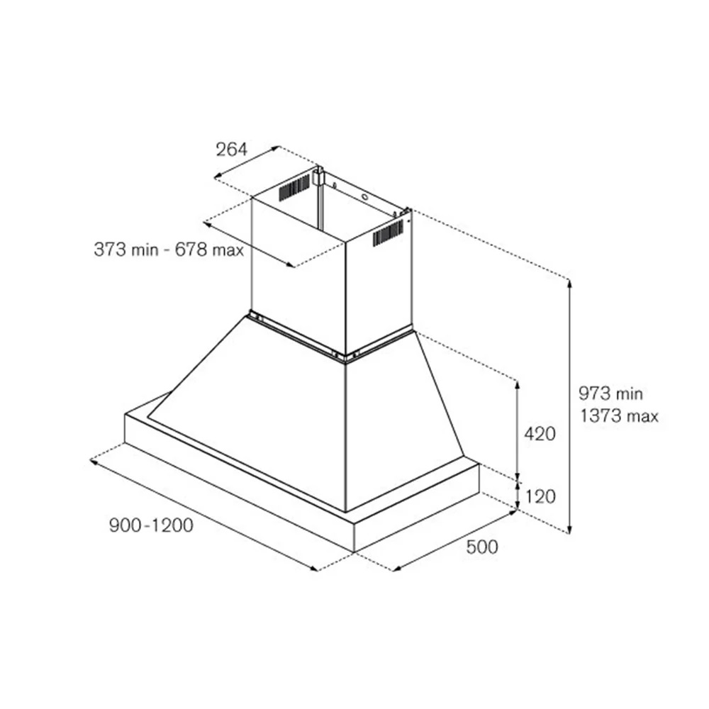 Настенная вытяжка из нержавеющей стали 90 см, K90HERTX+KC36HERTAV