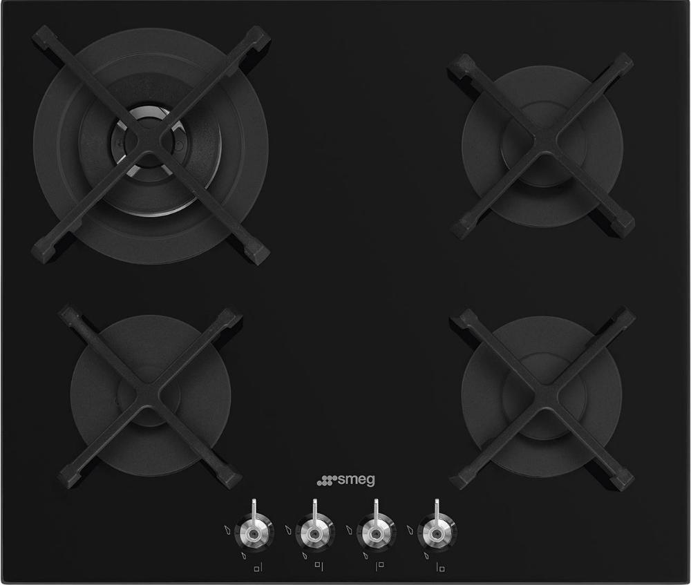 SMEG PV364N Газовая варочная панель, 60 см, чёрное стекло, прямой край